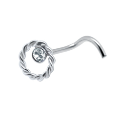 Ring in Stone Silver Curved Nose Stud NSKB-645